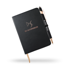 Carnet A6 Similicuir Noir - Finition Cuivre